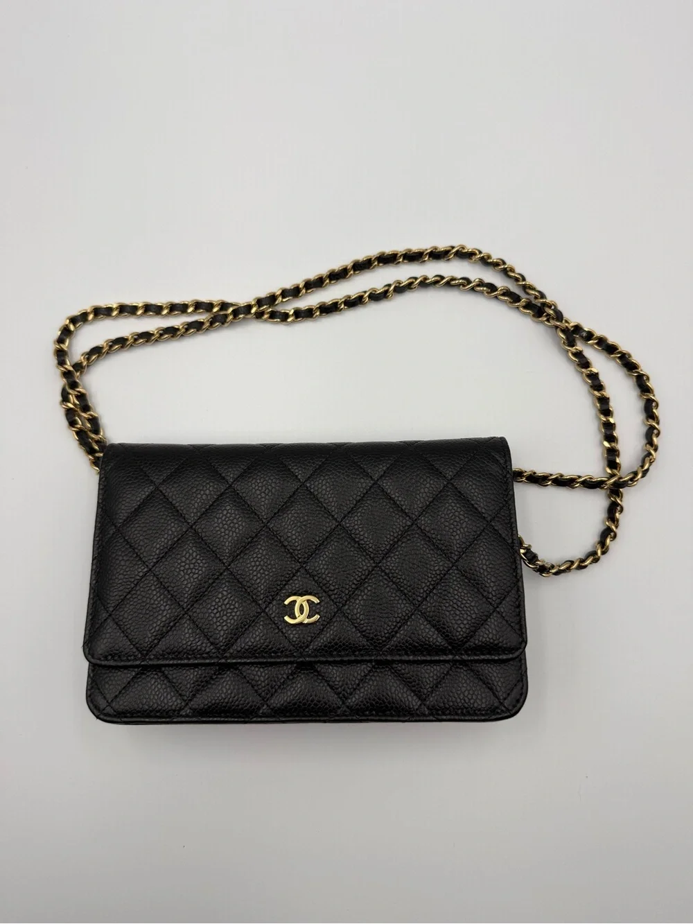 CHANEL Classic Caviar Wallet on Chain with Gold Hardware